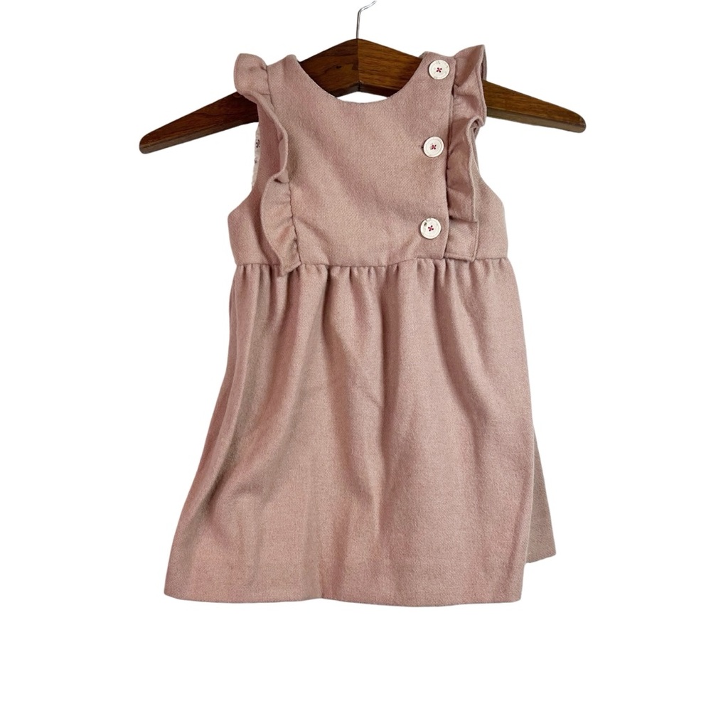 Zara Girls Pink Pinafore Ruffle Dress Boho Size 4-5